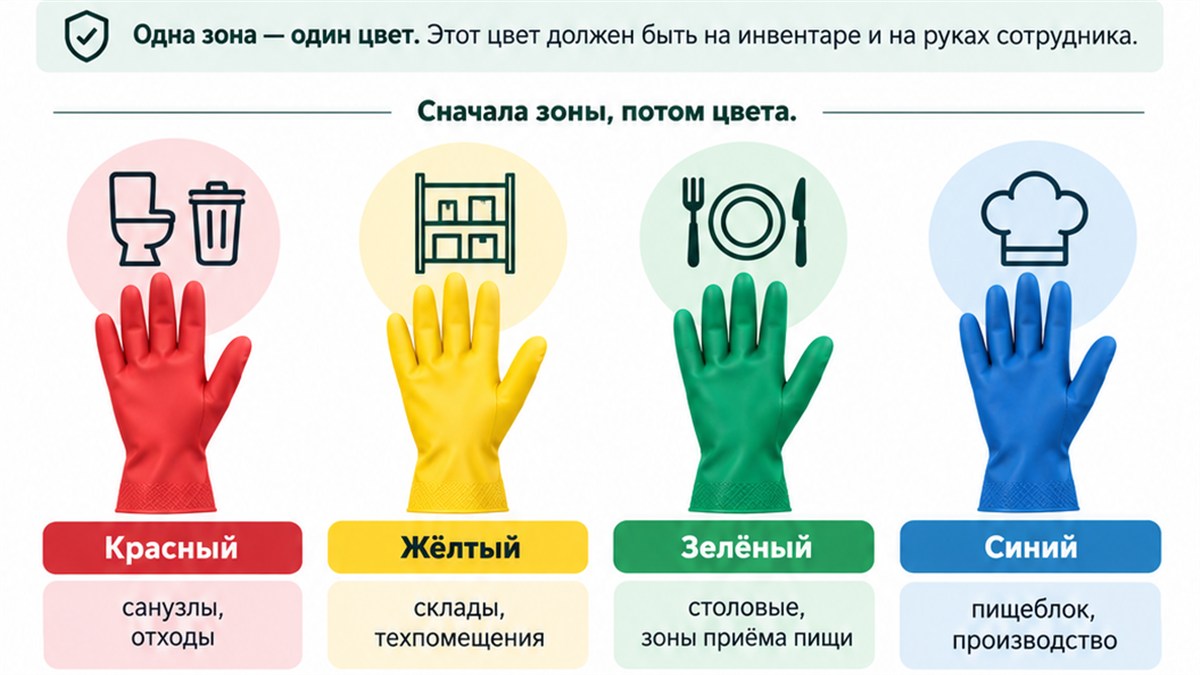 Одни перчатки на всё здание: разговор о цветовом кодировании