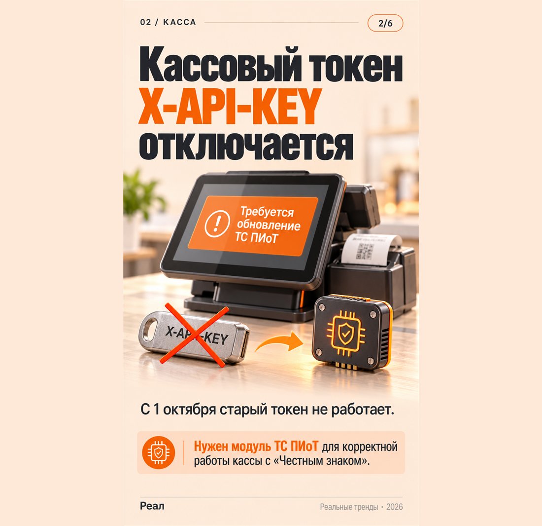 Кассовый токен X-API-KEY отключается с 1 октября, нужен модуль ТС ПИоТ для работы кассы с «Честным знаком»
